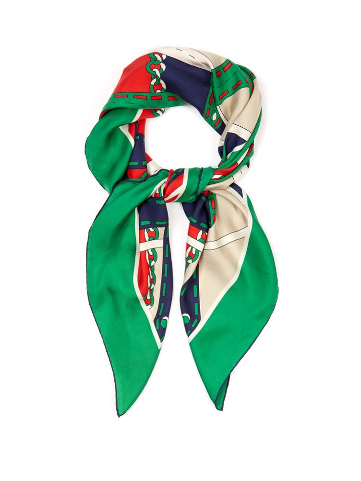 Gucci Argyle Chain-print Silk-twill Scarf