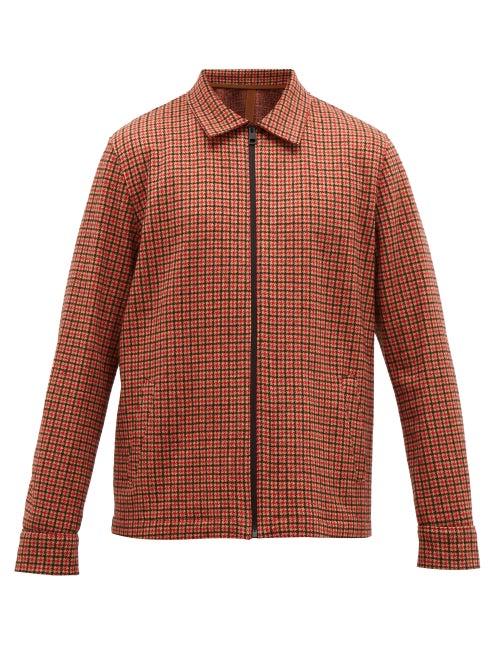Matchesfashion.com Harris Wharf London - Houndstooth Cotton And Wool Blend Jacket - Mens - Red Multi