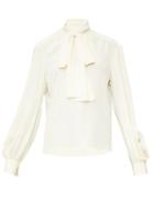 Matchesfashion.com Chlo - Pussy-bow Crepe Blouse - Womens - Beige
