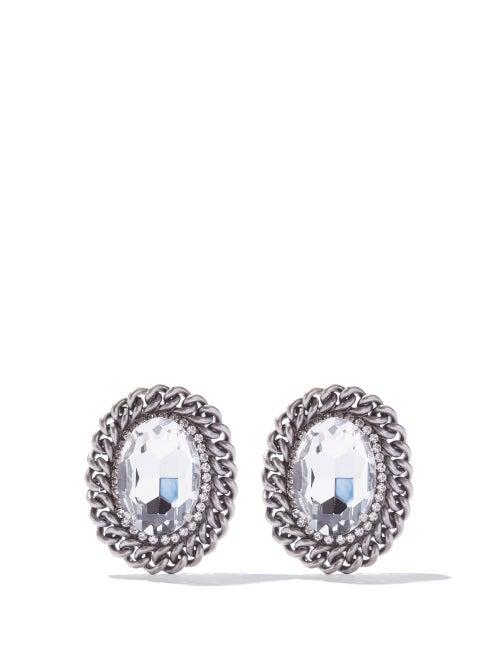 Alessandra Rich - Crystal Clip Earrings - Womens - Crystal