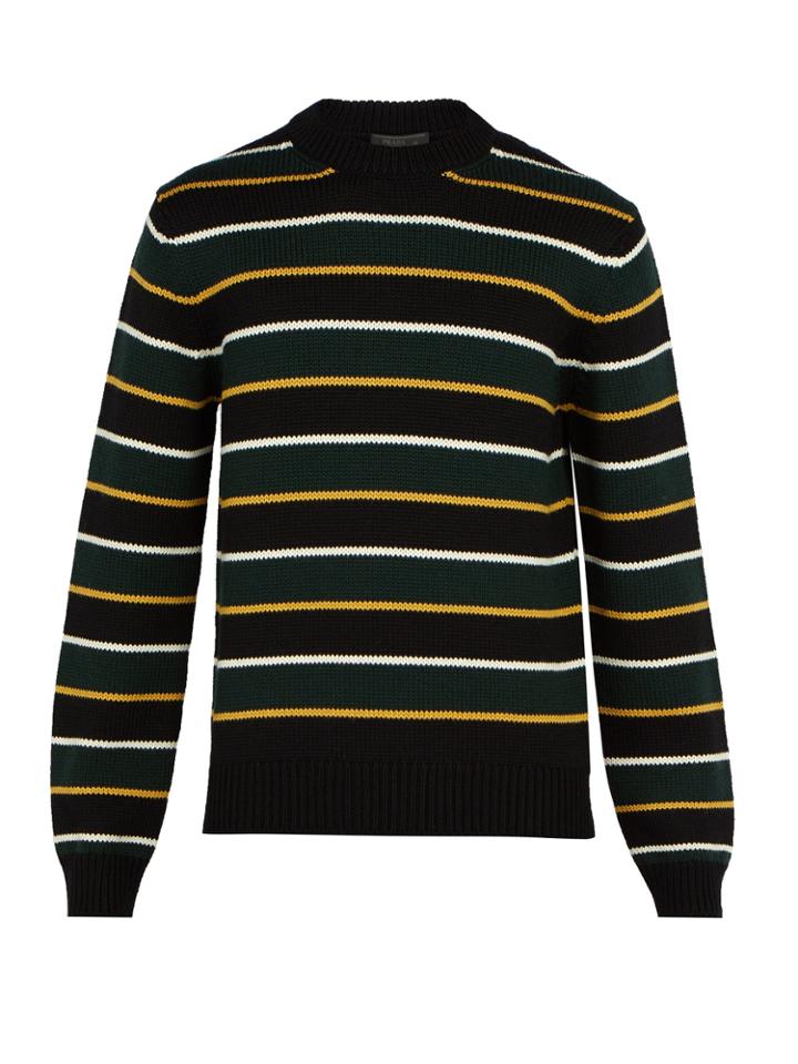 Prada Striped Virgin-wool Sweater