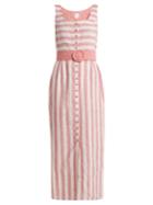 Gül Hürgel Belted Striped Linen-blend Dress