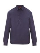 Matchesfashion.com Barena Venezia - Pavan Cotton-poplin Polo Shirt - Mens - Navy