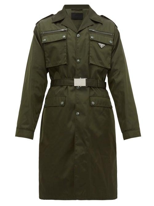Matchesfashion.com Prada - Single Breasted Patch Pocket Nylon Trench Coat - Mens - Khaki