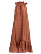 Matchesfashion.com Masscob - Dunn Floral Print Ruffled Silk Dress - Womens - Orange Multi