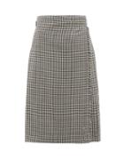 Matchesfashion.com Le Kilt - Menzies 65cm Pleated Houndstooth Wool Skirt - Womens - Grey Print