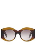 Matchesfashion.com Gucci - Striped Round Frame Acetate Sunglasses - Womens - Black Multi