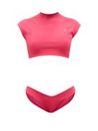 The Attico - Crystal-logo High-neck Bikini - Womens - Pink