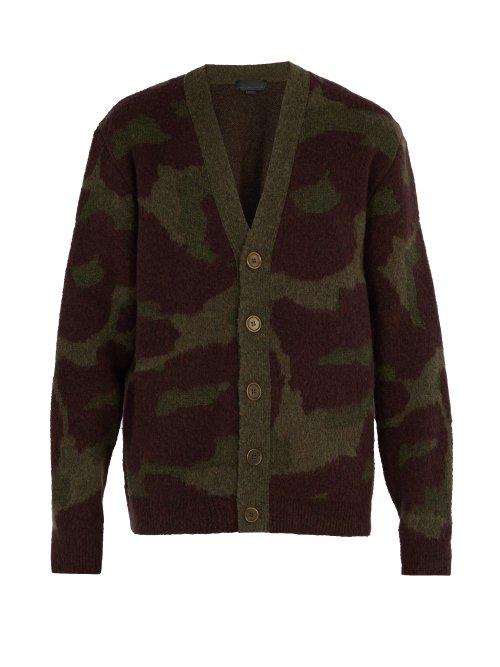 Matchesfashion.com Stella Mccartney - Leopard Print Wool Blend Cardigan - Mens - Burgundy Multi