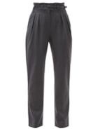 Matchesfashion.com A.p.c. - Joan Belted High-rise Wool Trousers - Womens - Dark Grey