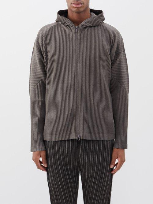 Homme Pliss Issey Miyake - Heather Pleats Technical-pleated Jersey Hoodie - Mens - Grey