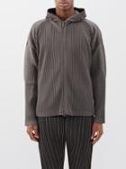Homme Pliss Issey Miyake - Heather Pleats Technical-pleated Jersey Hoodie - Mens - Grey