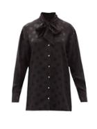 Matchesfashion.com Dolce & Gabbana - Polka Dot-jacquard Silk Blouse - Womens - Black