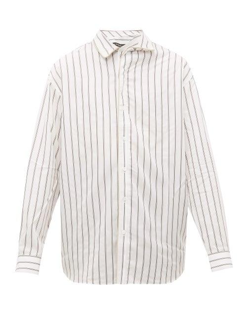 Matchesfashion.com Y/project - Twisted Placket Striped Twill Shirt - Mens - White Black