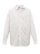 Matchesfashion.com Y/project - Twisted Placket Striped Twill Shirt - Mens - White Black