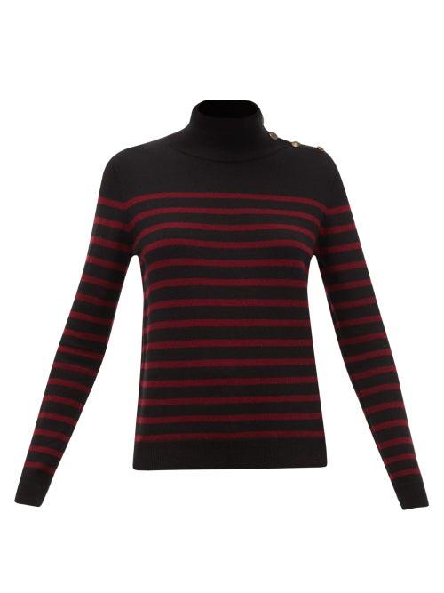 Matchesfashion.com Nili Lotan - Beale High-neck Striped Cashmere Sweater - Womens - Black Multi