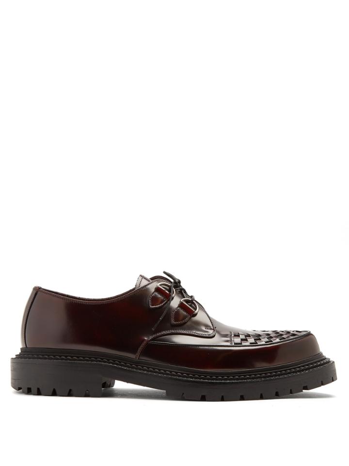 Burberry Woven-detail Leather Derby Shoes