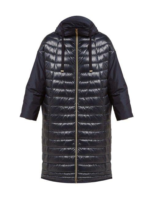 Matchesfashion.com Herno - Packaway Hood Glossed Padded Down Coat - Womens - Navy
