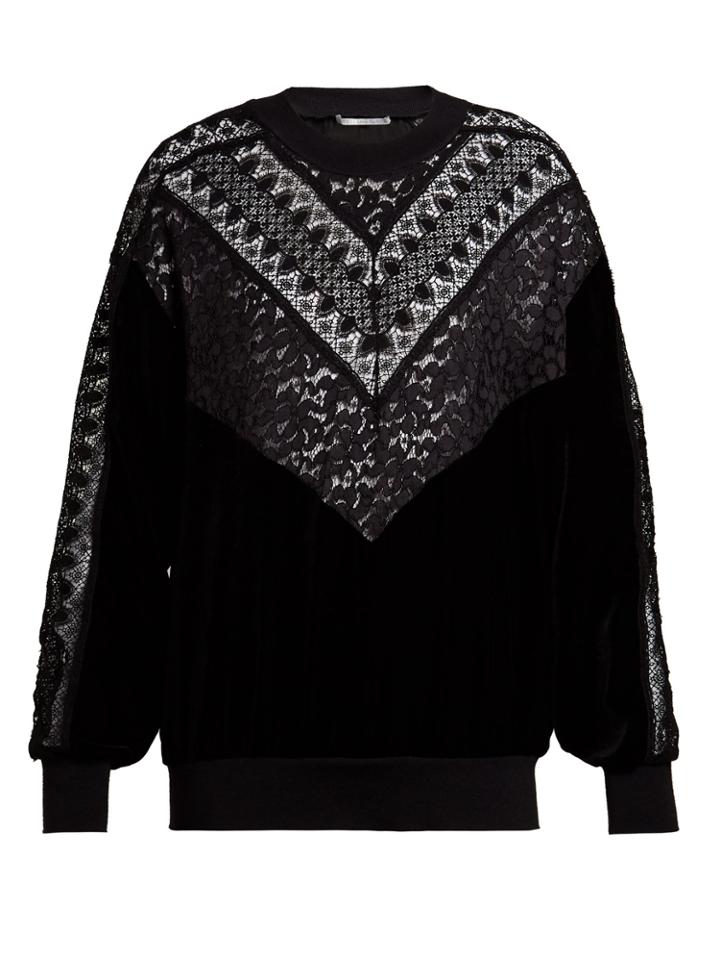 Stella Mccartney Lace Insert Stripe-trimmed Sweatshirt