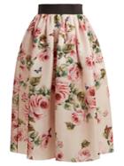 Dolce & Gabbana Rose And Butterfly-print Silk-organza Skirt