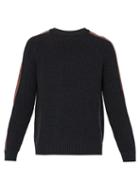 Matchesfashion.com Alanui - Navajo Embroidered Sleeve Cotton Blend Sweater - Mens - Grey