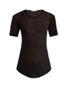 Matchesfashion.com Frances De Lourdes - Hardy Round Neck Cashmere And Silk Blend T Shirt - Womens - Black
