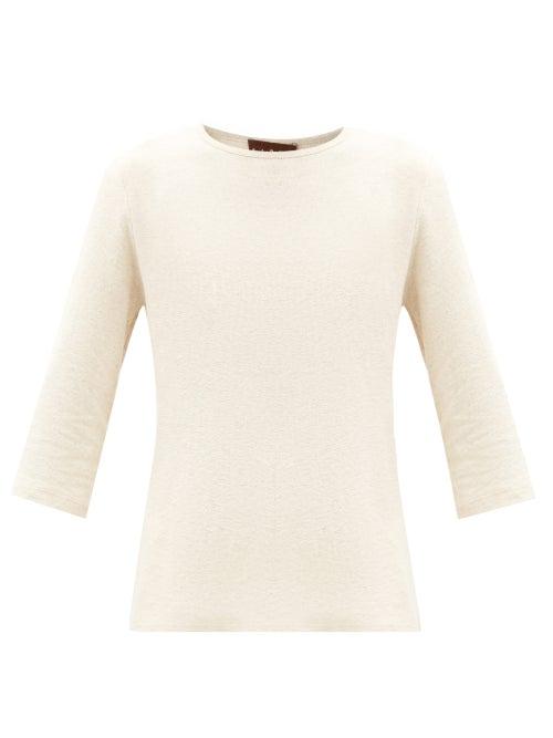 Matchesfashion.com Albus Lumen - Cropped-sleeve Cotton-blend Terry Top - Womens - Beige