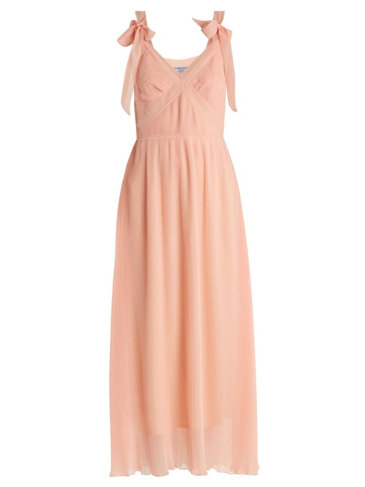 Prada V-neck Pleated Dress