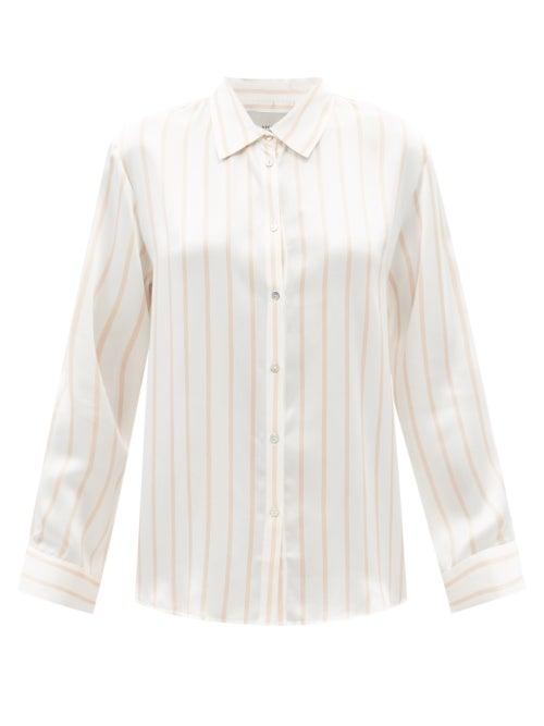 Asceno - London Striped Sandwashed-silk Pyjama Shirt - Womens - Pink Stripe