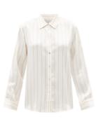 Asceno - London Striped Sandwashed-silk Pyjama Shirt - Womens - Pink Stripe