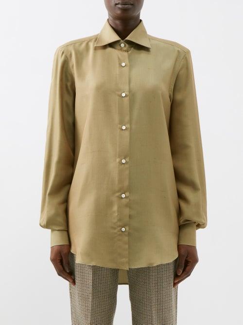 Giuliva Heritage - Husband Silk-dupion Shirt - Womens - Khaki