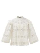 Isabel Marant - Dicersei Broderie-anglaise Cotton-blend Blouse - Womens - White