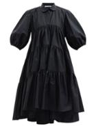 Cecilie Bahnsen - Jade Tiered Cotton Shirt Dress - Womens - Black