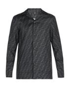Matchesfashion.com Fendi - Ff Logo Print Silk Shirt - Mens - Navy Multi