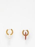 Timeless Pearly - Mismatched Sunstone Gold-plated Hoop Earrings - Womens - Gold Multi