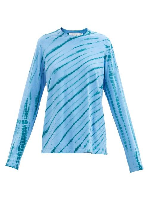 Proenza Schouler White Label - Tie-dyed Cotton-blend Long-sleeved T-shirt - Womens - Blue Multi