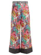 Matchesfashion.com Racil - X Aquazzura Floral Print Satin Trousers - Womens - Multi