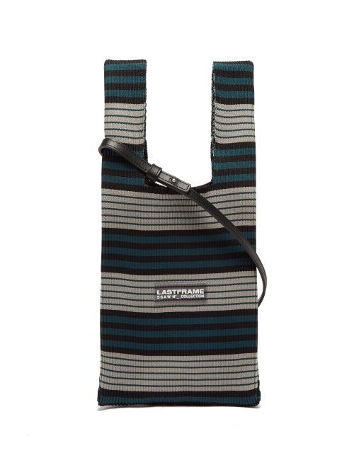 Lastframe - Market Small Striped Ribbed-knit Tote Bag - Womens - Black Multi