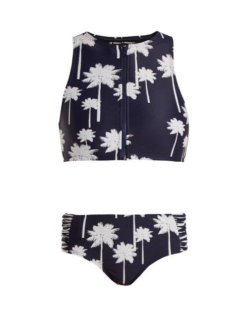 Matchesfashion.com Perfect Moment - Palm High Rise Bikini - Womens - Navy