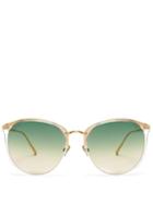 Matchesfashion.com Linda Farrow - Round Titanium Sunglasses - Womens - Green Multi