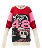 Matchesfashion.com Matty Bovan - Oversized Logo-jacquard Deadstock Sweater - Womens - Pink Multi