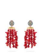 Matchesfashion.com Begum Khan - Corsica Ladybug Turquoise And Coral Clip Earrings - Womens - Red