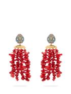 Matchesfashion.com Begum Khan - Corsica Ladybug Turquoise And Coral Clip Earrings - Womens - Red