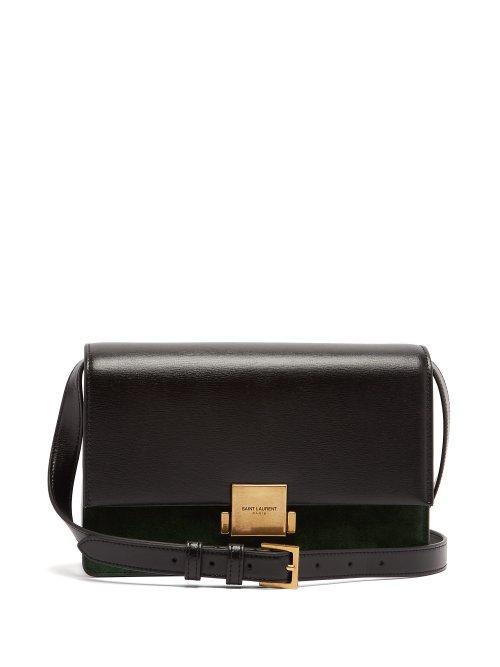 Matchesfashion.com Saint Laurent - Bellechasse Medium Leather And Suede Bag - Womens - Black Green