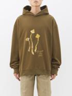 Maison Margiela - Mushroom-embroidered Cotton-jersey Hoodie - Mens - Olive Green
