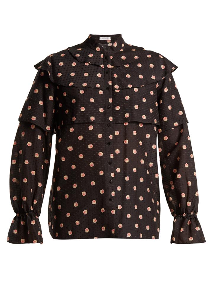 Vilshenko Orsha Peony-print Cotton And Silk-blend Blouse