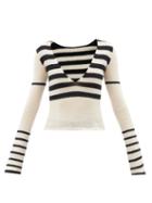 Khaite - Ivy Striped V-neck Sweater - Womens - Black White