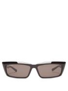 Matchesfashion.com Balenciaga - Small Rectangular Logo Print Acetate Sunglasses - Womens - Black Grey