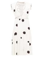 Matchesfashion.com Christopher Kane - Polka Dot Squiggle Cupchain Crepe Midi Dress - Womens - White Black