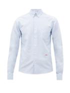 Matchesfashion.com Ami - Logo Embroidered Cotton Oxford Shirt - Mens - Light Blue
